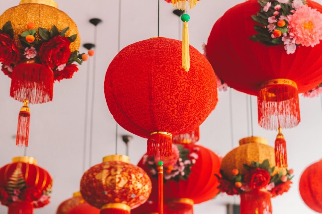 “Lion dance performance during Chinese New Year celebrations in George Town, Penang.”